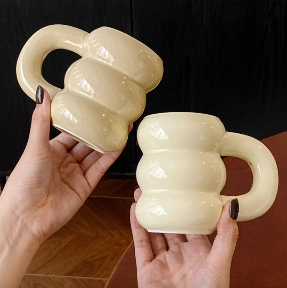 ceramic coffee milk cup High temperature resistant large handle milk coffee color water cup microwavable tire ceramic mug