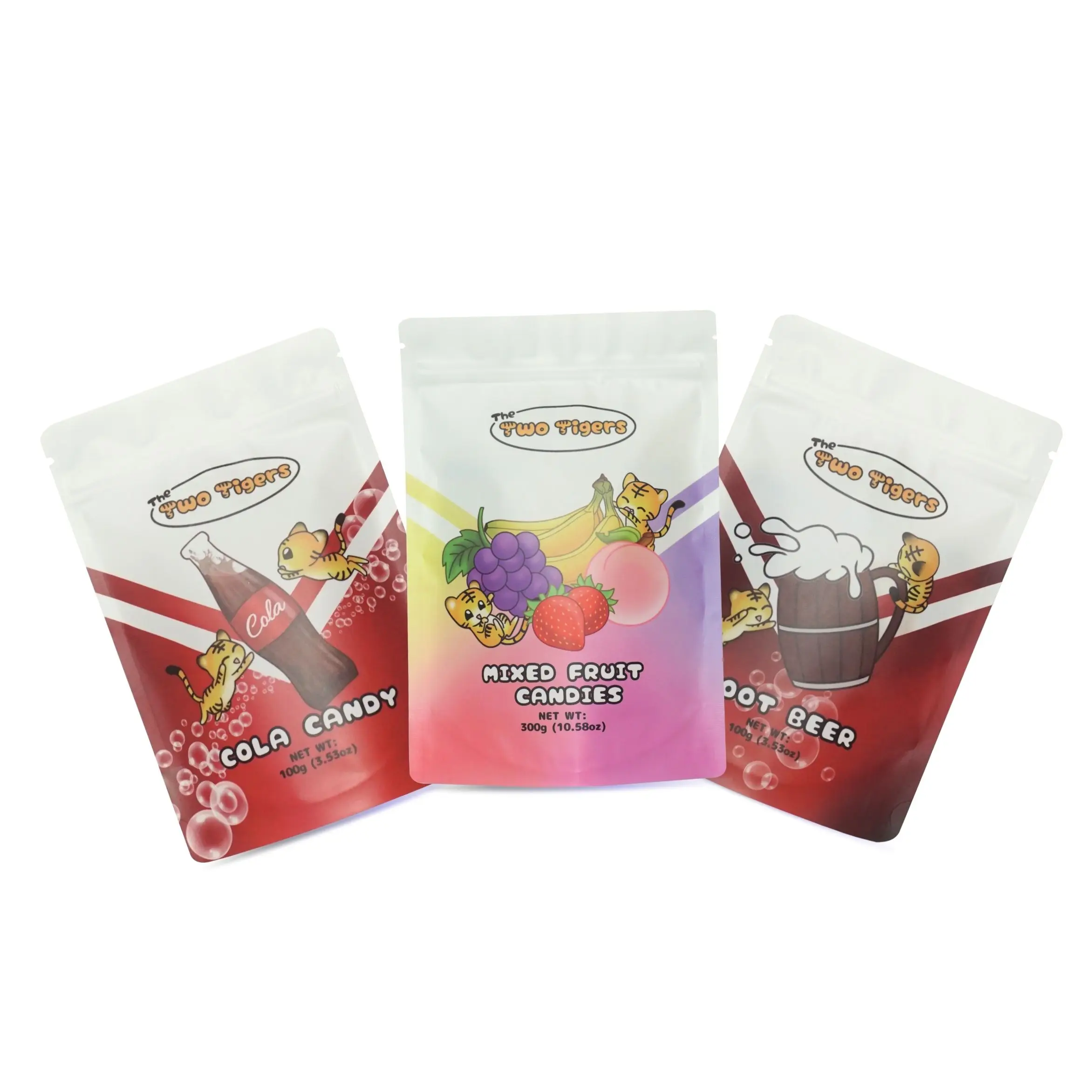 Custom shape mylar bag resealable zipper soft touch cola beer candy Packaging 3.5g 7g 28g