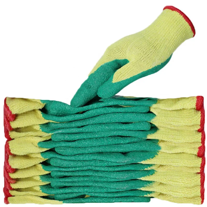 Custom Durable Anti Slip Cotton Knitted Latex Crinkle Coated Safety Work Gloves For Industrial Construction Mechanical Ce 1131