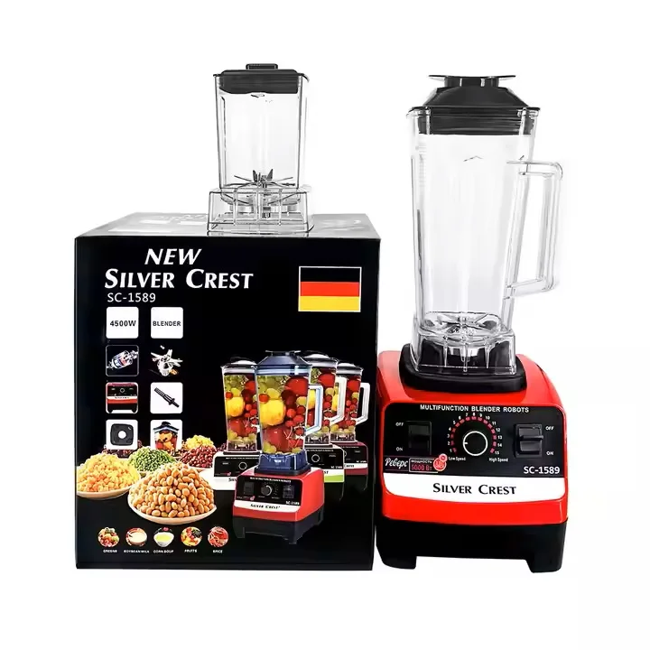 2025 Hot Sell 2 in 1 4500W Kitchen Appliances Silver Crest Heavy Duty Blender Smoothie Juicer Mixer Baby Food Processor Machine