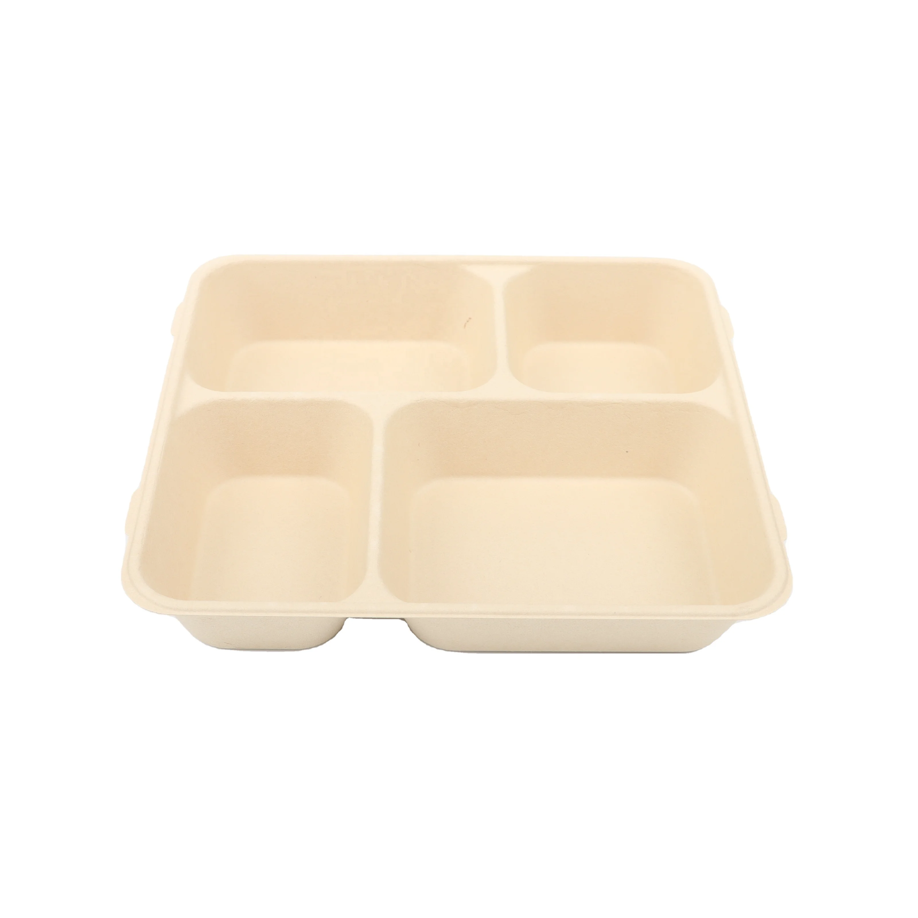 Chinese Factory Compostable 4 Compartment Box Disposable Fast Food Box Takeout Food Trays