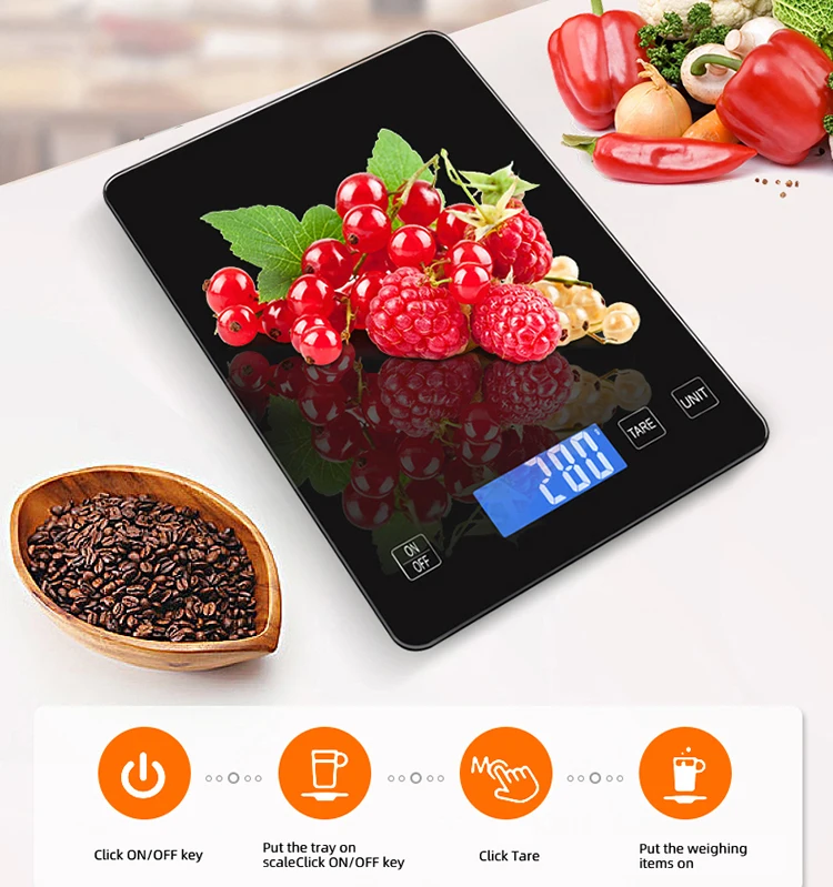 Hot Sale 5Kg 10Kg 15Kg/1G Glass Digital Food Counting Electronic Food Weighing Kitchen Scale With Calories