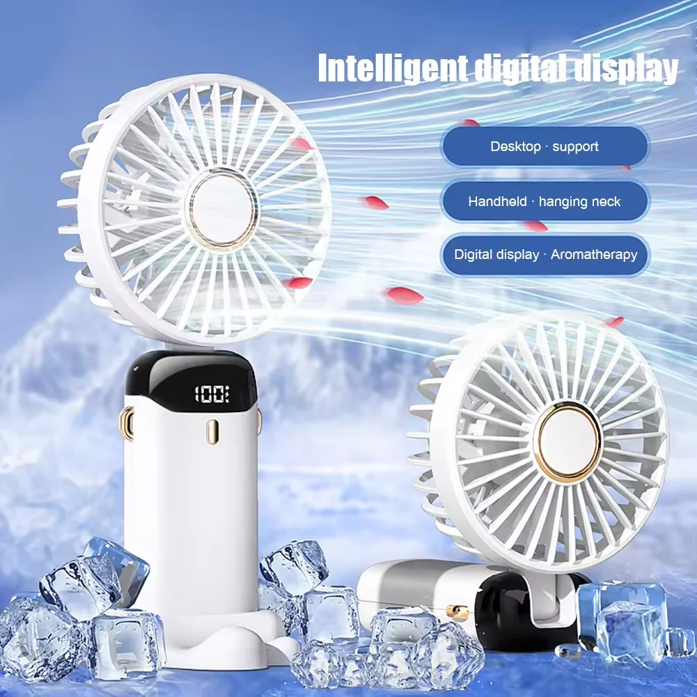 2024 Summer Customized Logo Small Size Usb Fan Stand Table Desktop Mini Cooling Fan Rechargeable Portable Hand Fan
