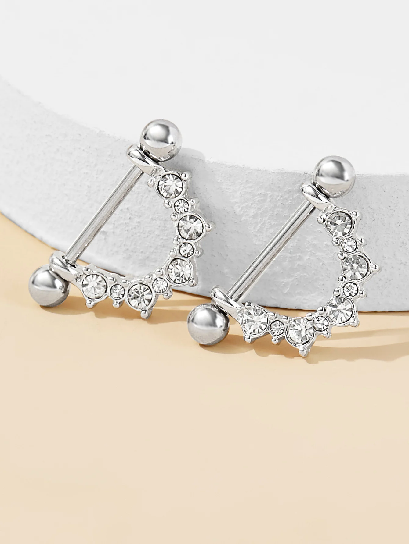 Luxury Shinning Rhinestones Unique Nipple Ring Surgical Titanium Piercing Jewelry Kit