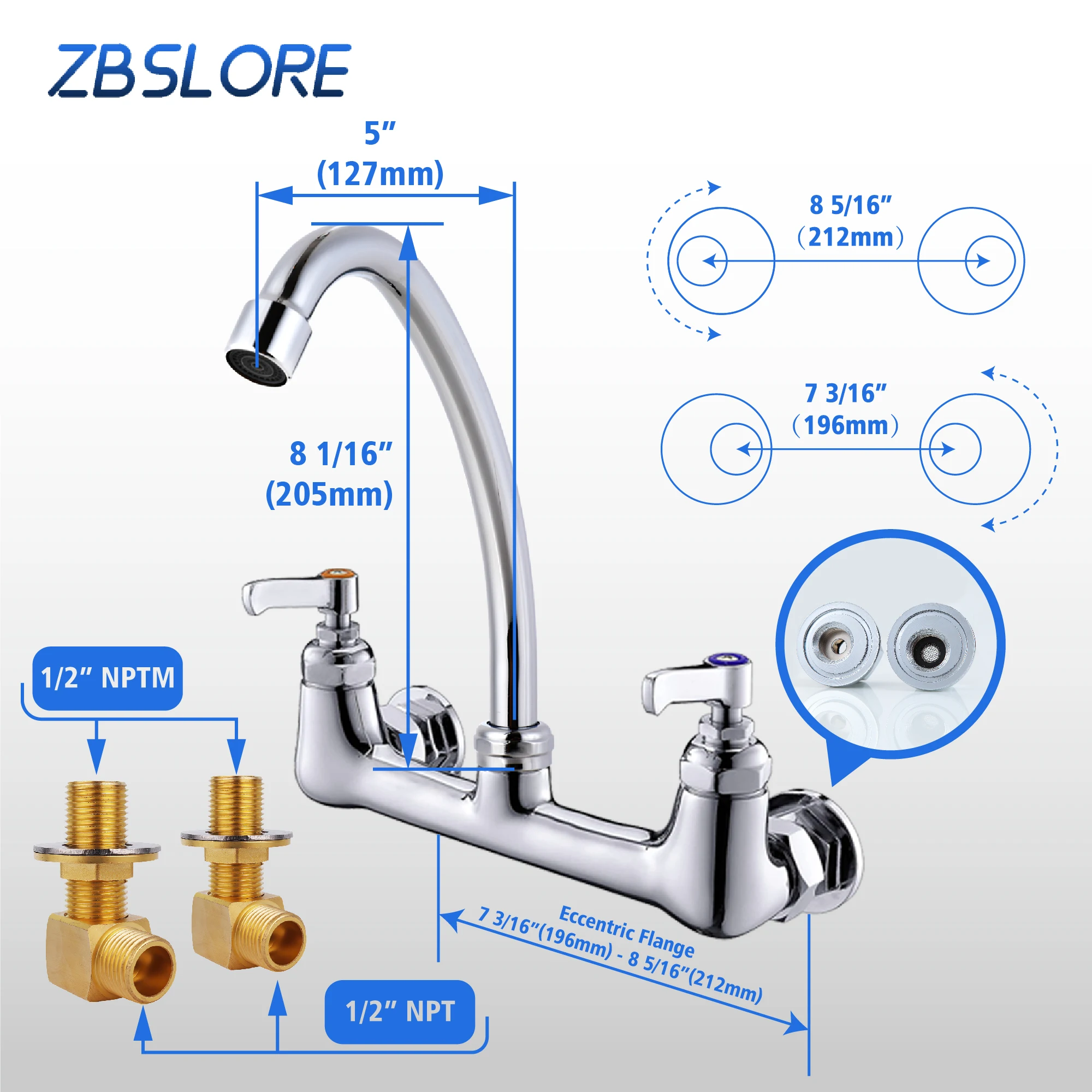 Kitchen Sink Faucets Mixer Tap Watermark Water Kitchen Tap Wall Mount Mixer Faucet