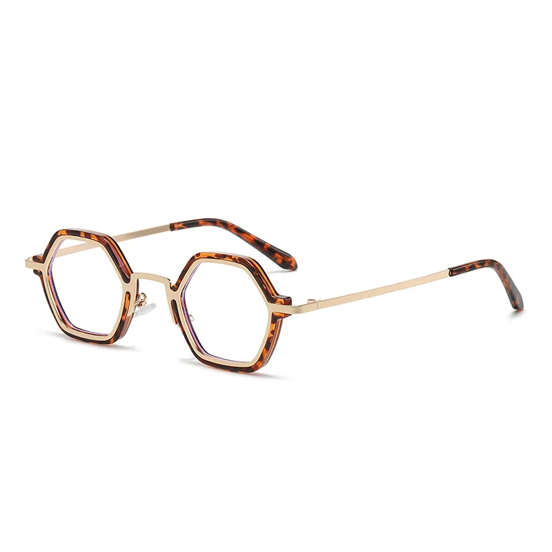 Classic hexagon metal eyeglasses frames men high quality vintage blue light blocking glasses for women custom own logo