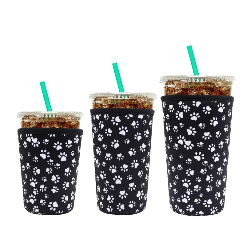 Custom Logo Insulated Neoprene Coffee Cup Sleeve 3 Size Iced Beverages Holder Cooler Bags For Hot Cold Drinks