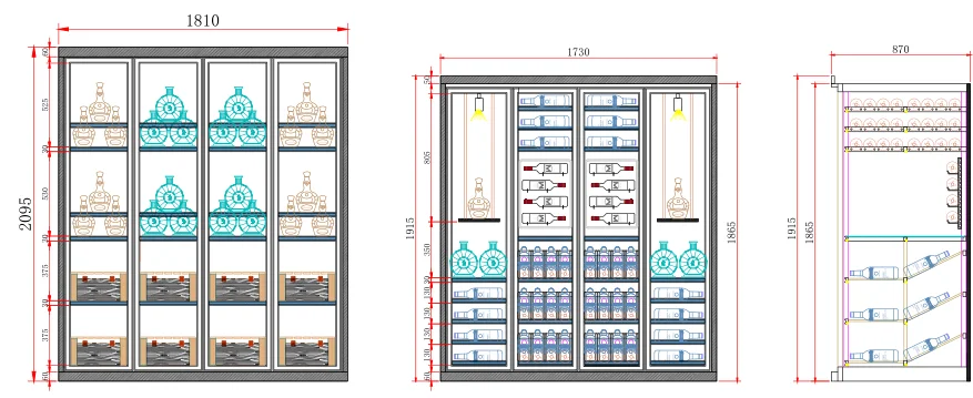 Double glass door cellar custom energy-saving super low noise wine cabinets for home or bar cabinet wine
