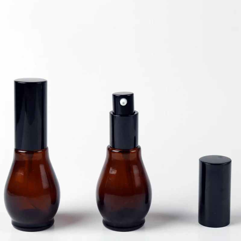 Avertan 10ml 30ml 50ml 100ml The gourd shape empty spray glass amber hydrolat  glass perfume bottle with spray