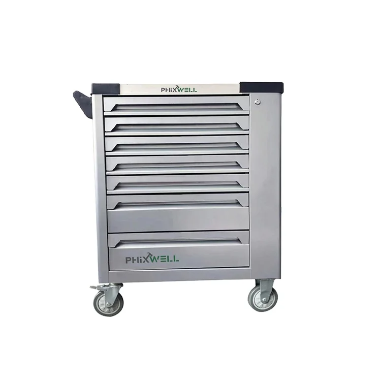 Tool Sets Rolling Box Heavy Duty Stainless Steel Tool Chest 7 Drawers Tool Cabinet Cart Trolley