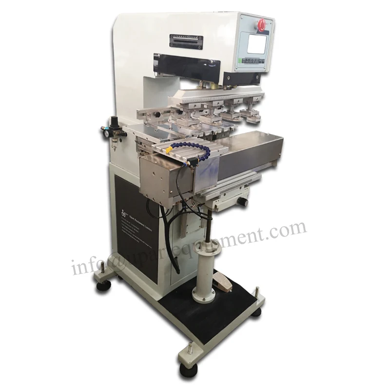 Automatic Pad Printer, 4 color pad printing Machine, Four Color Tampon Printer with inkcup, shuttle tampo Printing