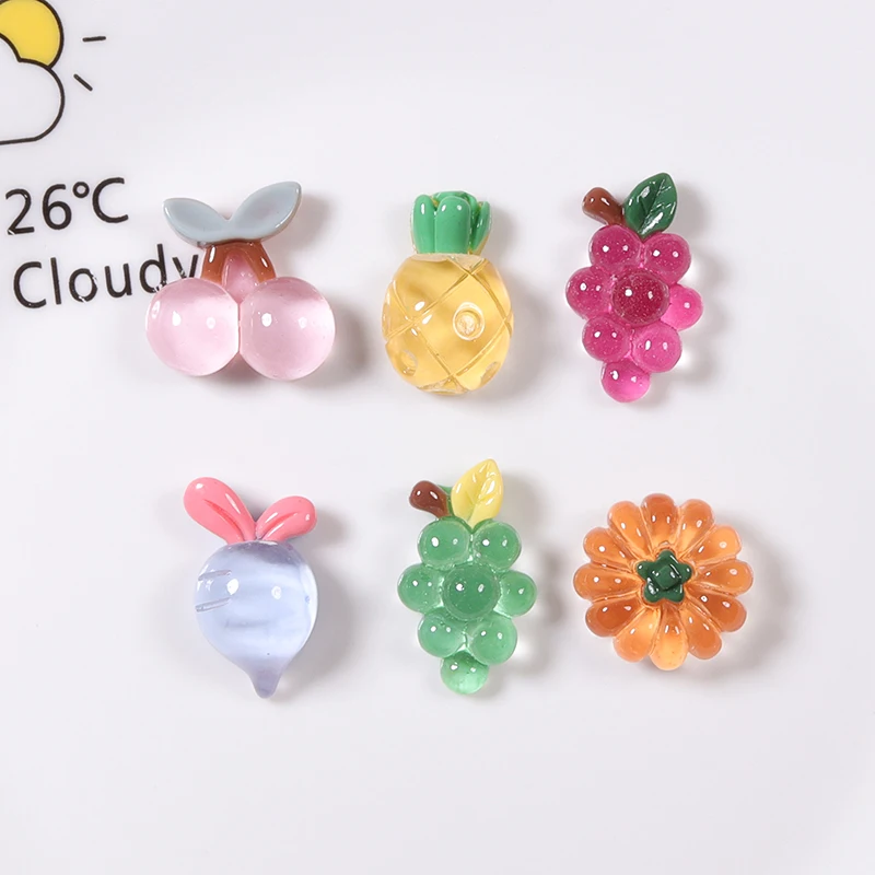 Popular hot selling transparent fruit grape pumpkin flatback resin charms craft accessories