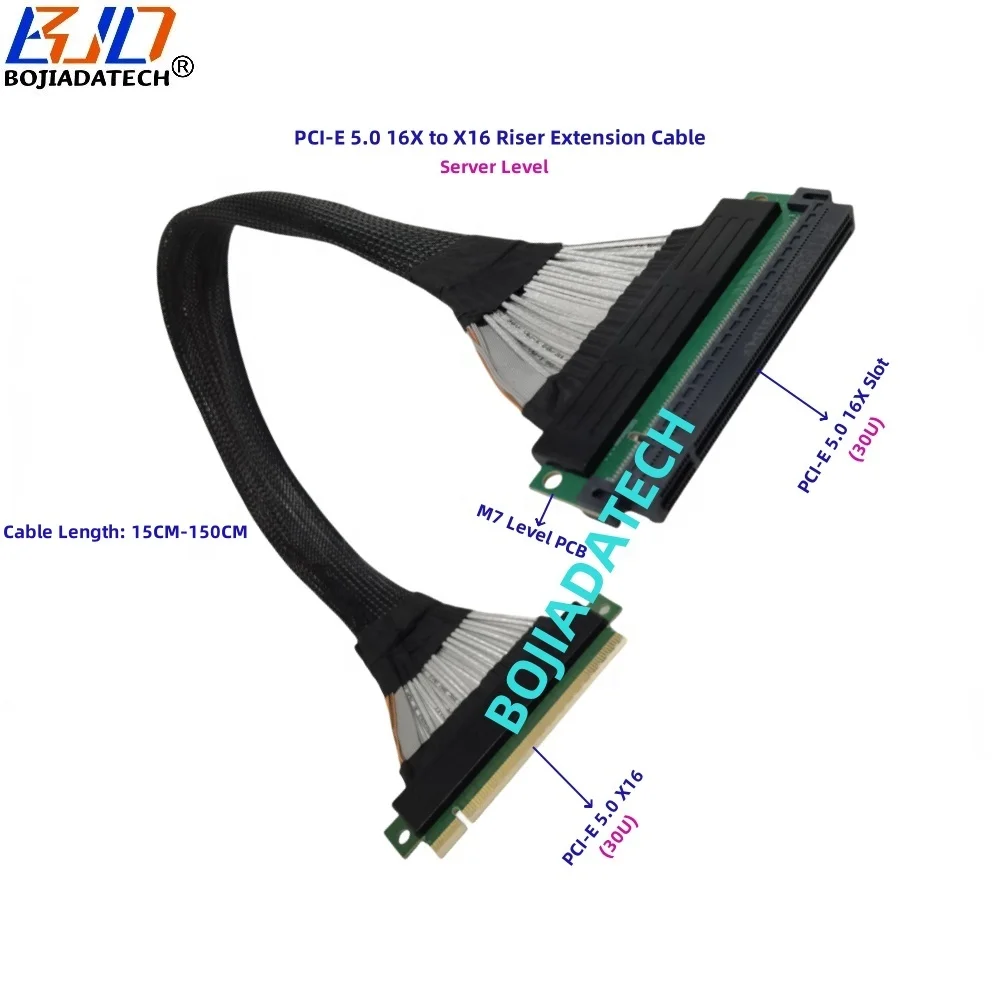 PCI Express PCI-E 5.0 16X to X16 GEN5 GPU Riser Extension Cable 0.5M 1M 1.5M For AI Servers / Computing Power Centers / Robots