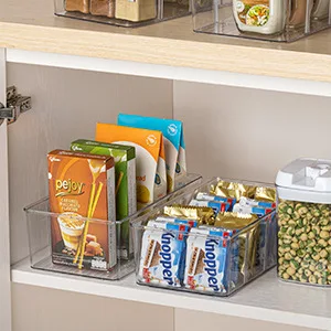 Plastic Food Storage Organizer Bins Divided Compartment Holder for Snacks Stackable Fridge Organizers for Freezer