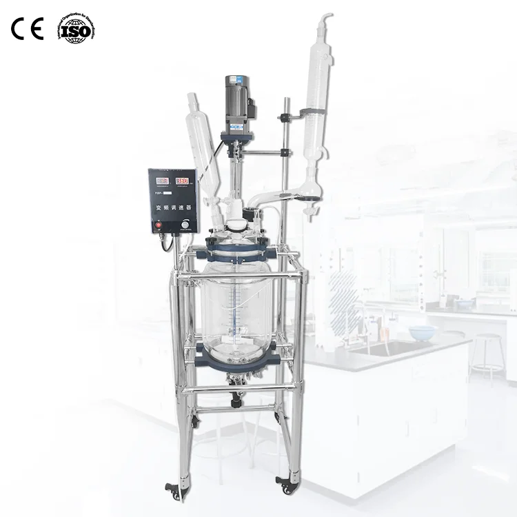 Jacketed Glass Motor Bioreactor Reactor 100l Price High Quality Chemical Lab Reaction Glass Reaction Kettle Chemical Industry