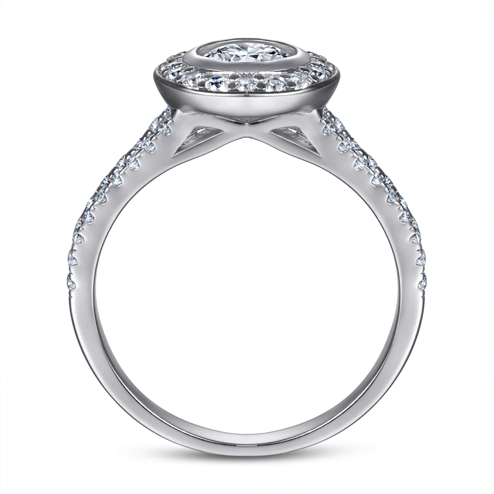 European and American Classic Fashion jewelry Sterling silver 925 ring six claw diamond set double hollow ring