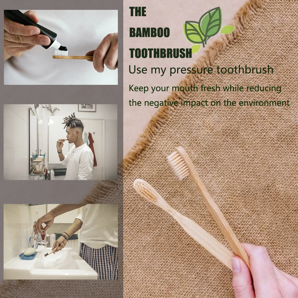 2024 Customized LOGO Ecologically Degradable Bamboo Toothbrush Environmentally Friendly Bristle Soft Bristle Wooden Toothbrush