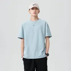 2022 Hight quality mens blank cotton t shirt solid color loose drop shoulder design logo oversized t shirts