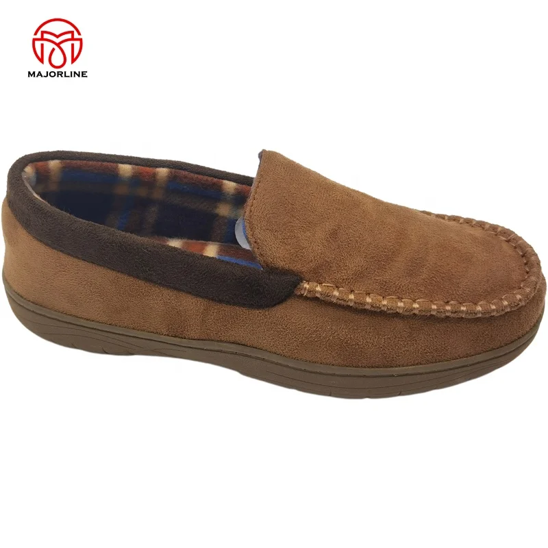OEM factory customized indoor Slippers for Men Flat Moccasins Loafer home Shoes TPR outsole winter warm bedroom slippers  women