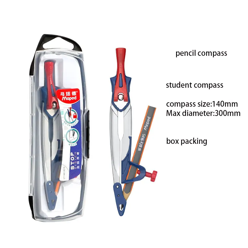 MAPED 3 pieces/set  smart intelligent  lock lever metal student compass set