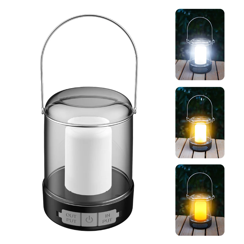 Type-C Retro Portable Lantern Outdoor Camping Kerosene Lamp Dynamic Flame Light Rechargeable Battery Powered LED Table Lamp