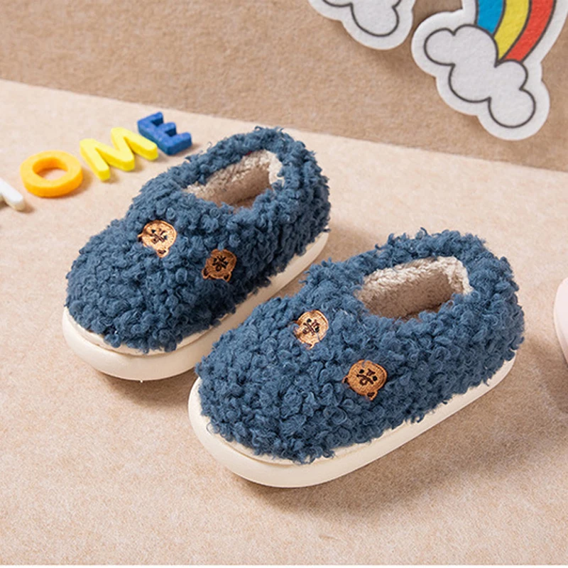 TX99 2021 Hot Sales Fashion Cute Baby Fuzzy Slippers Lining Pu Uppers Soft