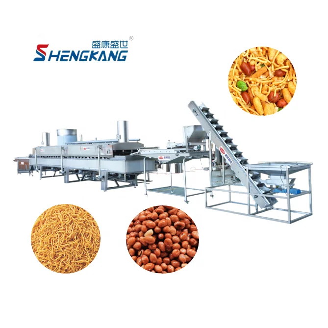 New technology Peanut frying production line 500kg/h automatic oil curtain frying machine for fried coated peanut