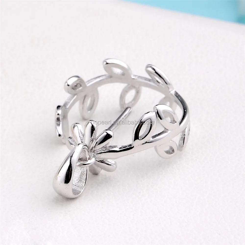 SSP29 Handmade Jewelry DIY Silver Accessories Leaves Design Circle Pendant Base Silver 925 Mounting