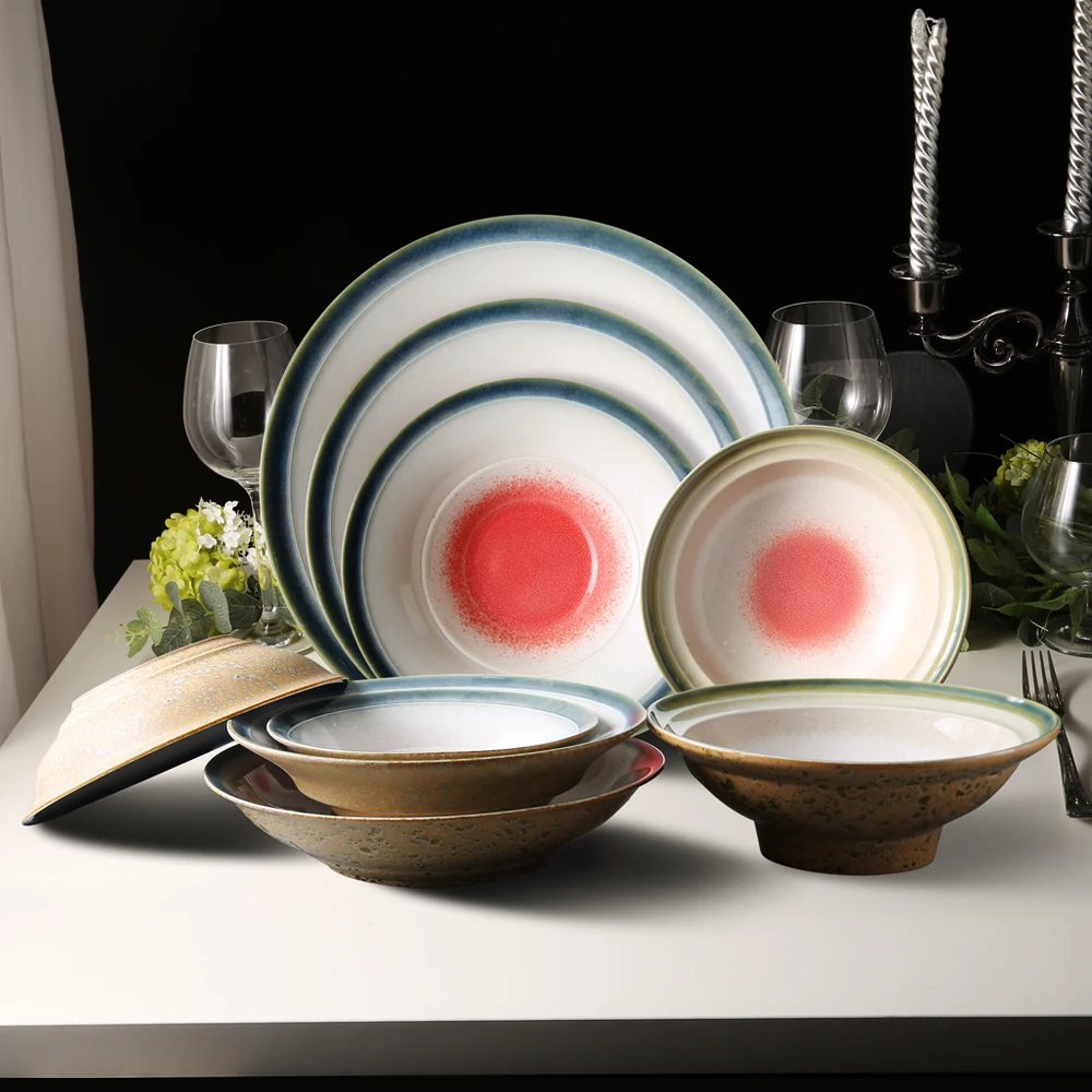 WEIYE Japanese Different Types Serving Ceramic Round Ramen Bowl Set Good Quality Deep Porcelain Bowl Spaghetti Salad Big Bowl