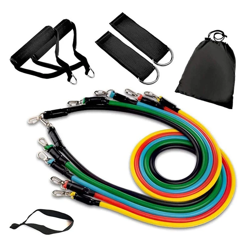 Latex Free Pull Rope Band Set 11pcs Gym Fitness Resistance Tube Band With Custom Logo