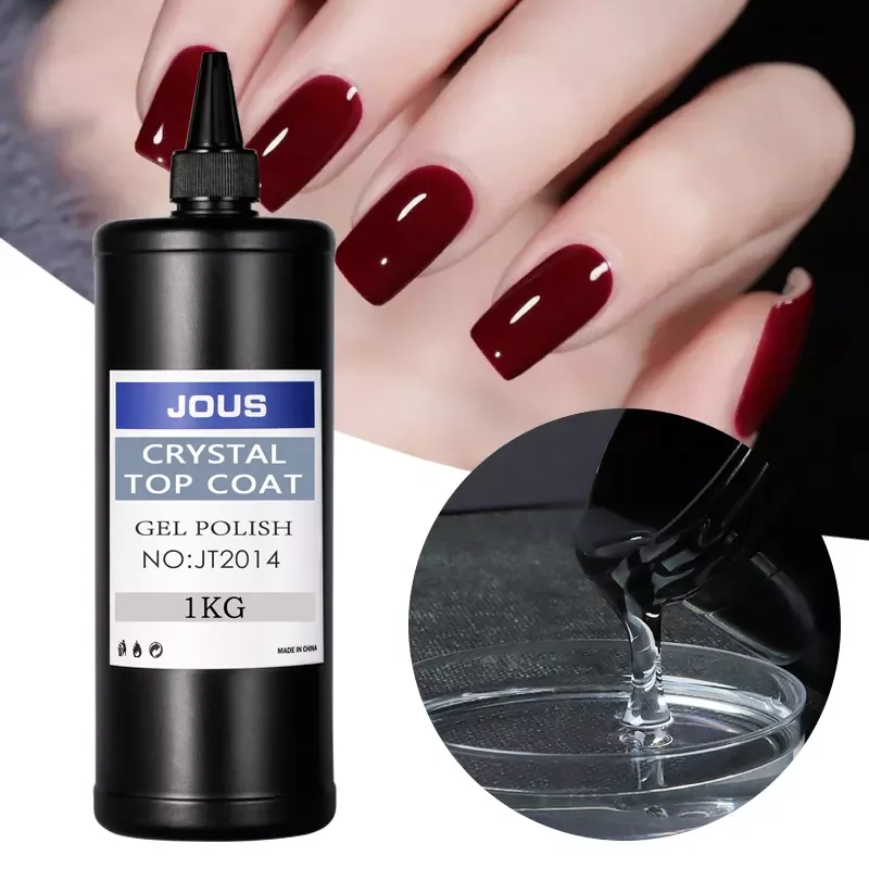 Clear Crystal Top Coat Gel nails supplies salon 1kg Gel Top Coat No Wiped High Shine Customize Logo Uv Nail Gel Polish