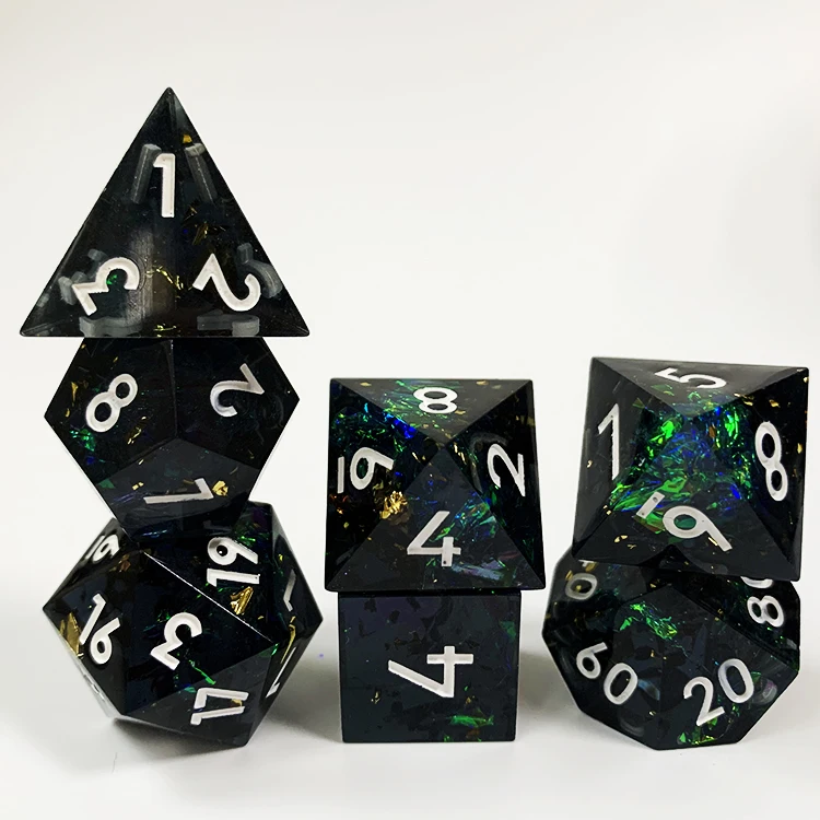 Death Peeping Eyes 7pcs Death Peeper Eye Dice Set Liquid Core Heart Sharp Edge Dice Handmade Dice Set For Tabletop Roleplaying G