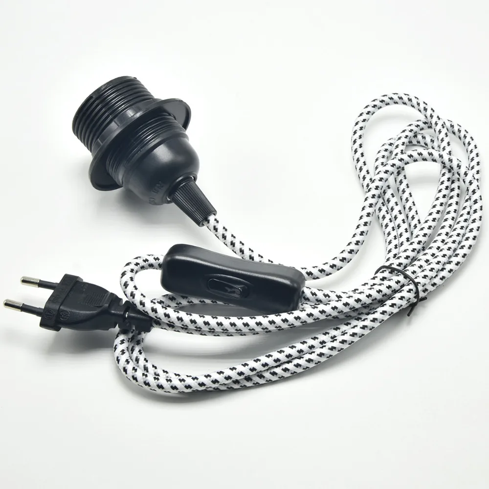 Pendant Light Cord Kit Colorful 220V Fabric Power Cable Colored Cloth Covered Lamp Cord Hanging Light