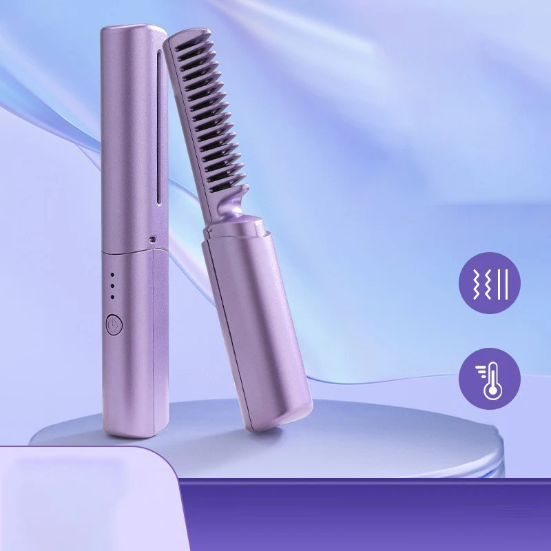 Amazo  hot selling 2 in 1 hot comb straightener curler tools set usb ceramic mini  portable hair straightener curling iron