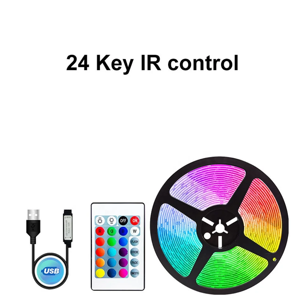 5050 RGB Светодиодная лента Smart USB 5 В пульт дистанционного управления ТВ подсветка для домашнего декора 10 м 2 Длина Рождественские огни домашний декор