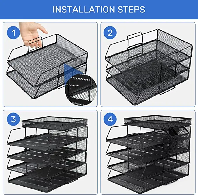 Desk organizers Paper Letter Tray Organizer 4 Tier office supplies Storage Drawer and Pen Holder Desktop File Organizer