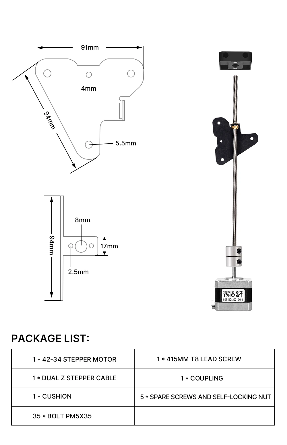 Biqu NS0175 Ender-3 Upgrade Dual Z Kit 3d Printer Part Accessories Linear Rail Ender 3 Dual Z Ender 3 v2 Dual Z Axis