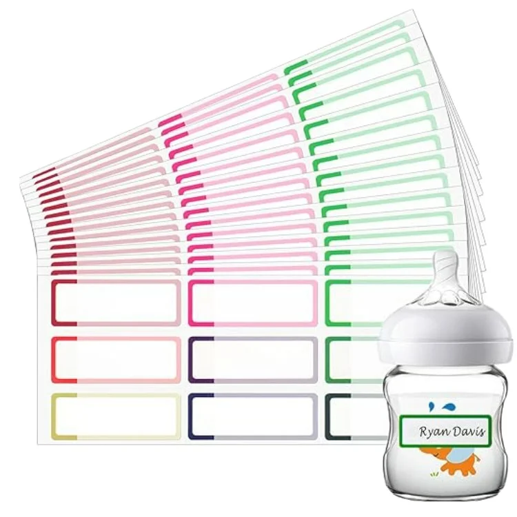 Colorful Cartoon Design Kids Labels Student Name Sticker Baby Bottle Waterproof Sticker