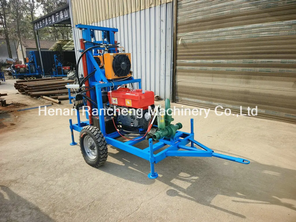 Top Selling Water Well Drilling Machine in China RCS200P Reaching Depths of 150M with Two Wheels at an Attractive Price