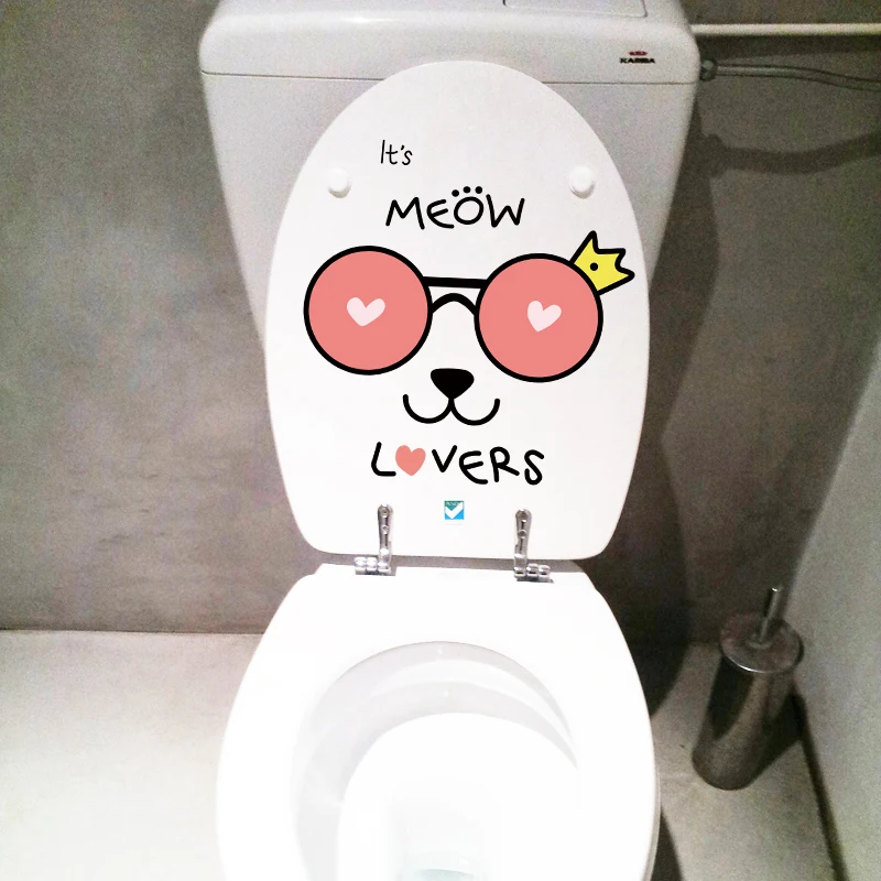 Новые Мультяшные животные, дизайн, украшение для ванной комнаты, милые наклейки на крышку унитаза, водонепроницаемые ПВХ наклейки, наклейки на сиденье унитаза