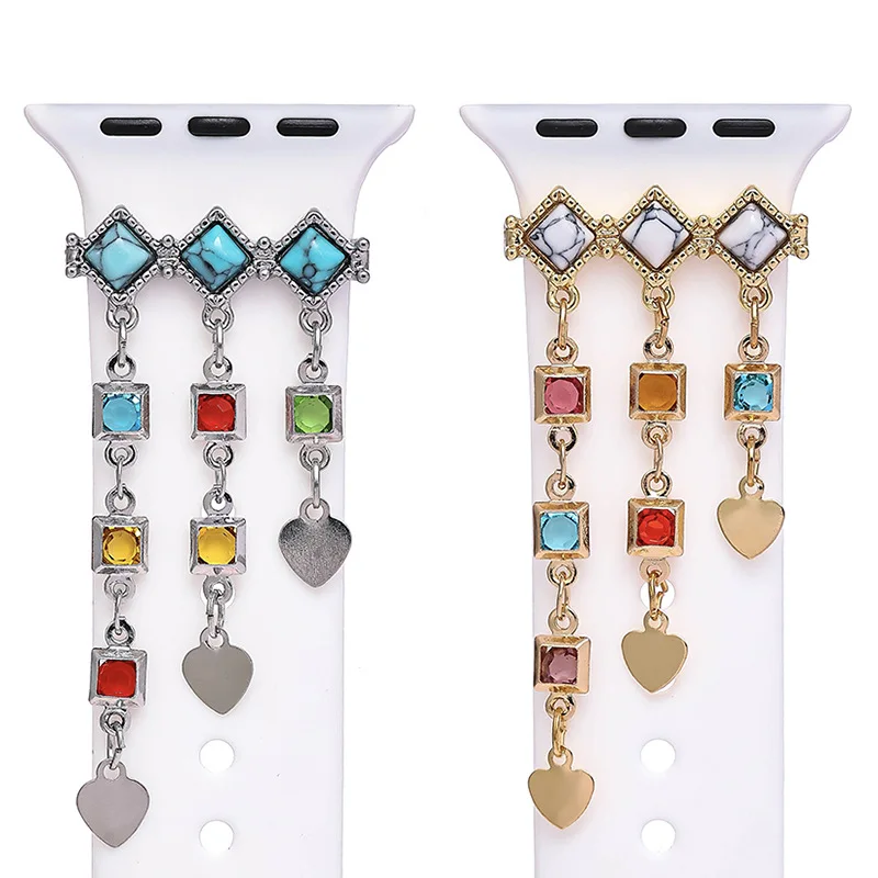 New Fashion Decorative Ring Silicone Watch Band Charm Diamond Watchband Pendant For Apple Watch Band Charm