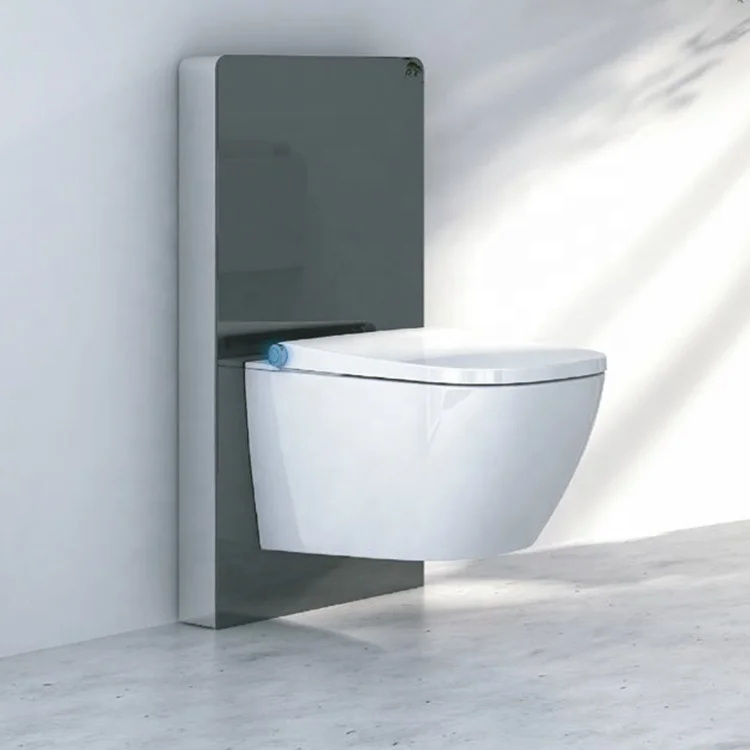 Modern bathroom sanitary ware WC system sensor flushing tempered glass cabinet cistern