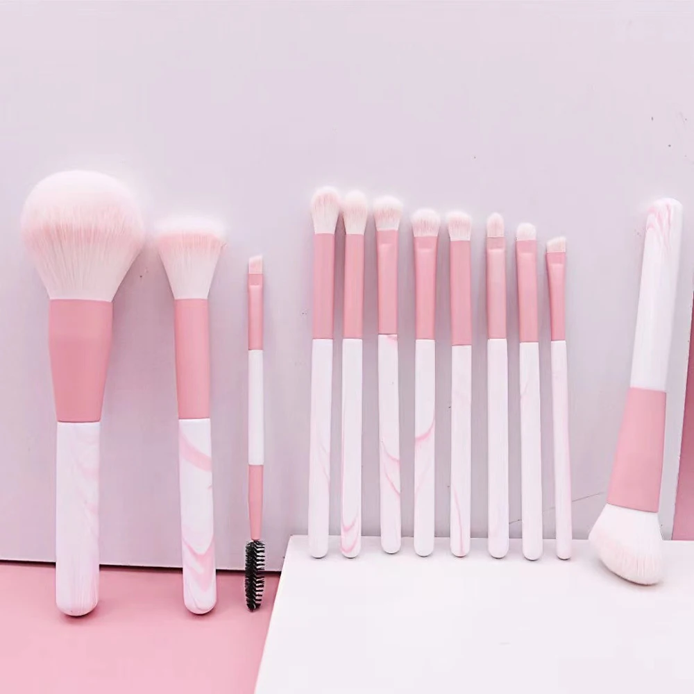 Wholesale Custom Charm Sky Blue 12pcs Makeup Brush Set Portable Daily Style With Packaging