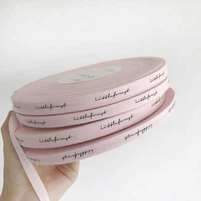 Customize printed letter cotton twill thread herringbone ribbon tape printing with logo