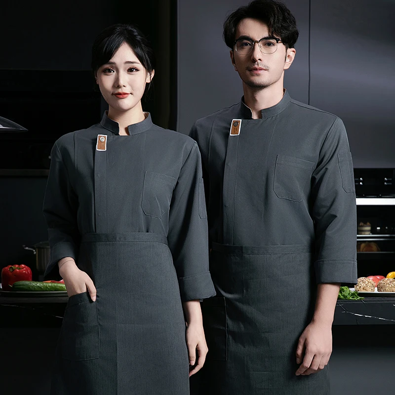 Atlantis Professional Head Chef Uniform Long Sleeve Kitchen Uniformes De Abrigo De Chef Blanco Customized Baker Chef Uniforms
