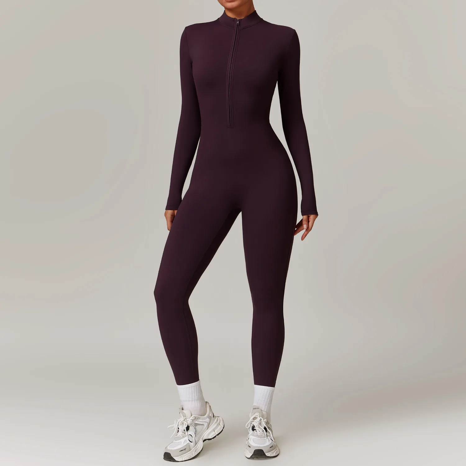 Sports Bodysuit & Jumpsuit Tight Fleece-Lined Yoga Jumpsuit Outdoor Warm Running Fitness Zipper Naked Design