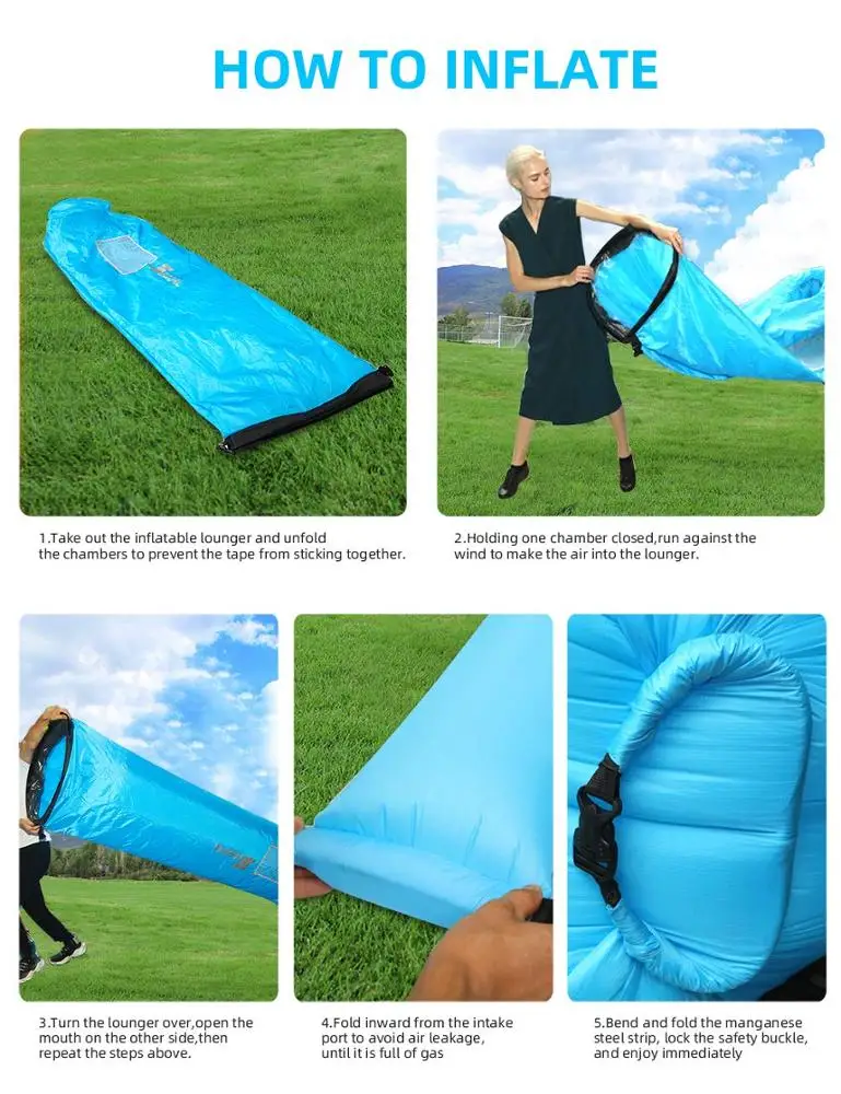 Top Selling wholesale Products Inflatable Banana lounger Sofa Bed With Carry Sleeping Bag
