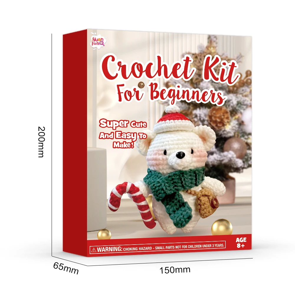 Crochet Kit Santa Bear For Beginners Adults With Step-By-Step Video Crochet Animals Kits DIY Craft Knitting Kit For Adults