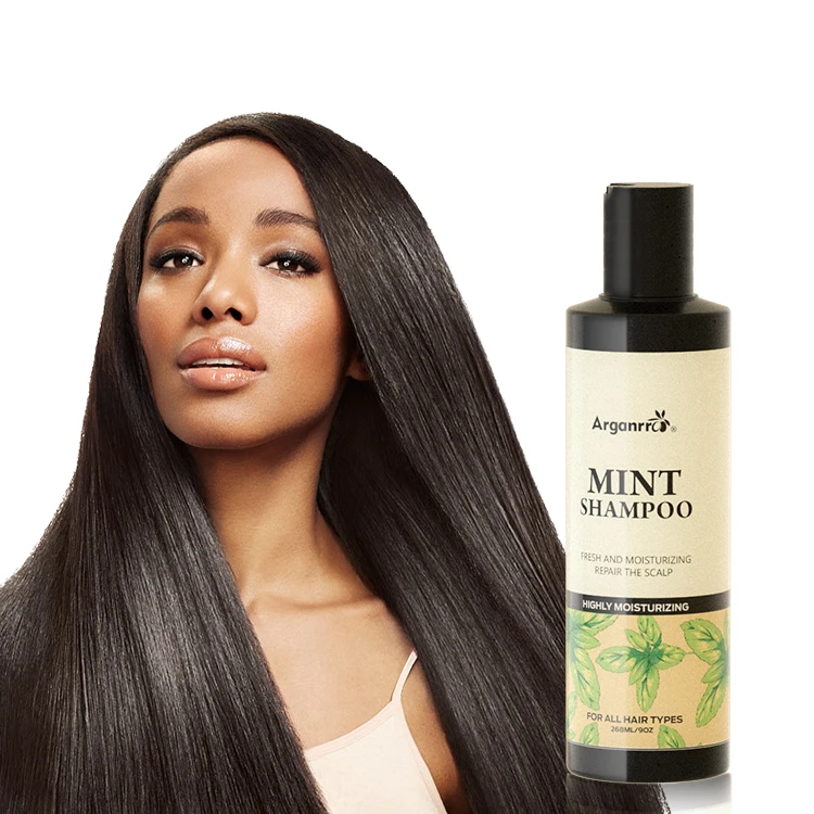 Arganrro Custom Oil Control Protect Scalp Women Vitamin E Argan Oil Mint Shampoo For African Frizzy Hair