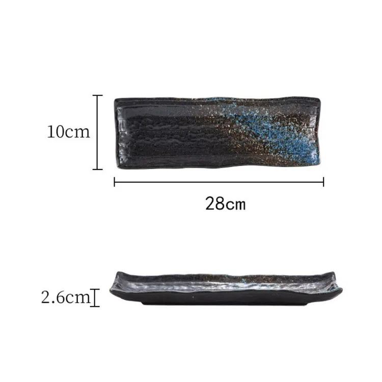 Japanese tableware set ceramic Sushi plate black color dinnerware buffet appetizer barbecue hotel restaurant dish plate